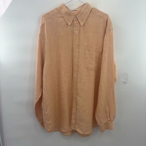 Visitor  Linen Long Sleeve Men’s Shirt Pale Salmon Color Made In Canada Size XL - Picture 1 of 8